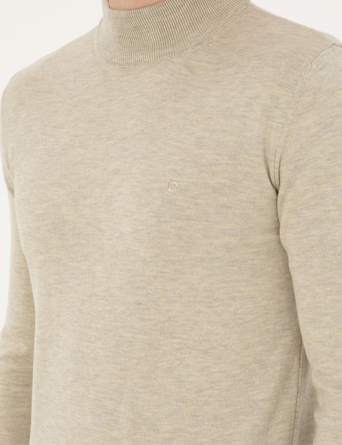 Kum Melanj Slim Fit Yarım Balıkçı Yaka Basic Triko Kazak - 50296548094