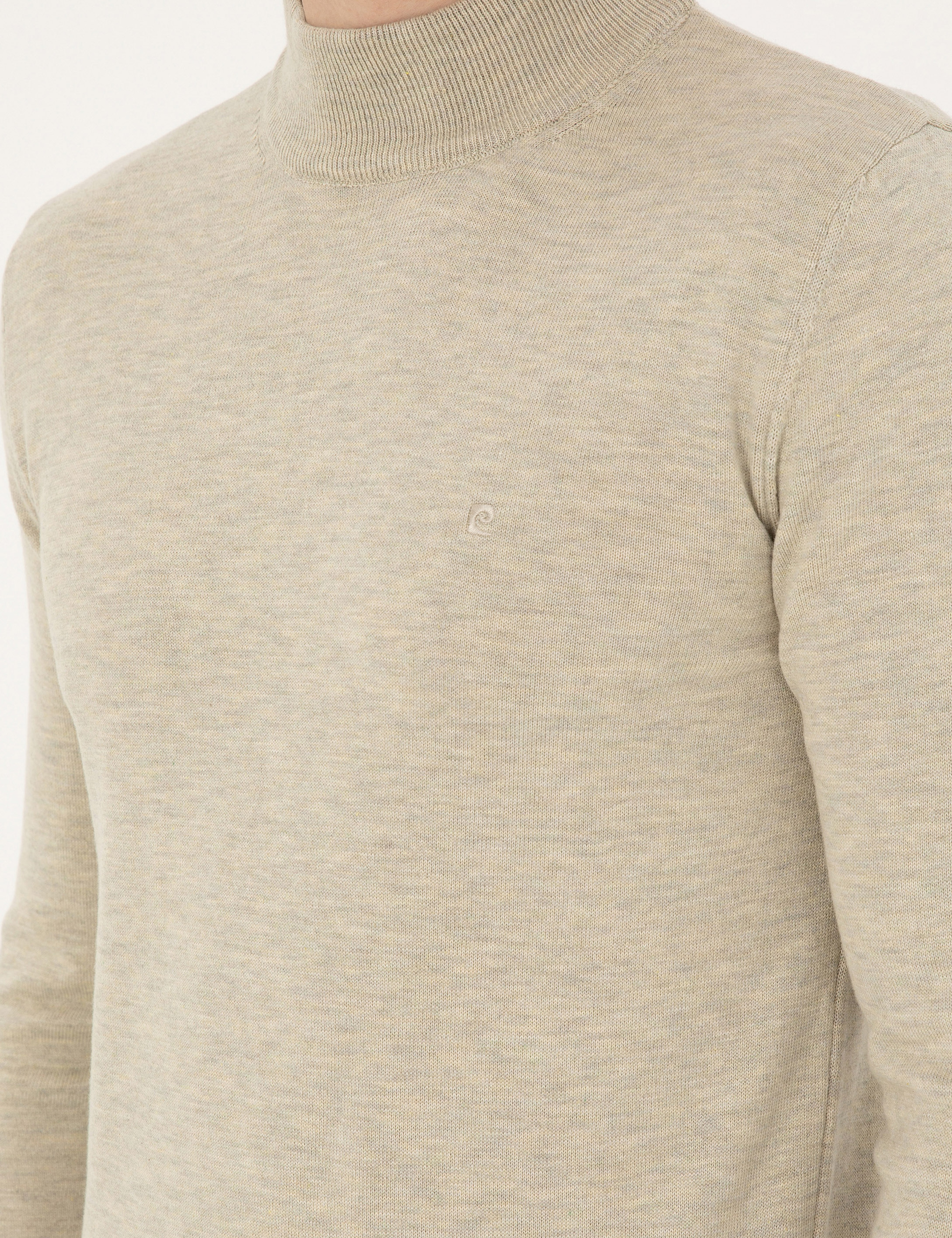 Kum Melanj Slim Fit Yarım Balıkçı Yaka Basic Triko Kazak