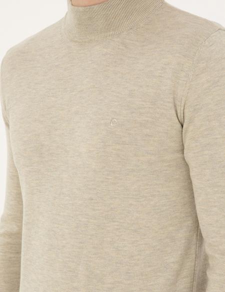 Kum Melanj Slim Fit Yarım Balıkçı Yaka Basic Triko Kazak - 50296548094