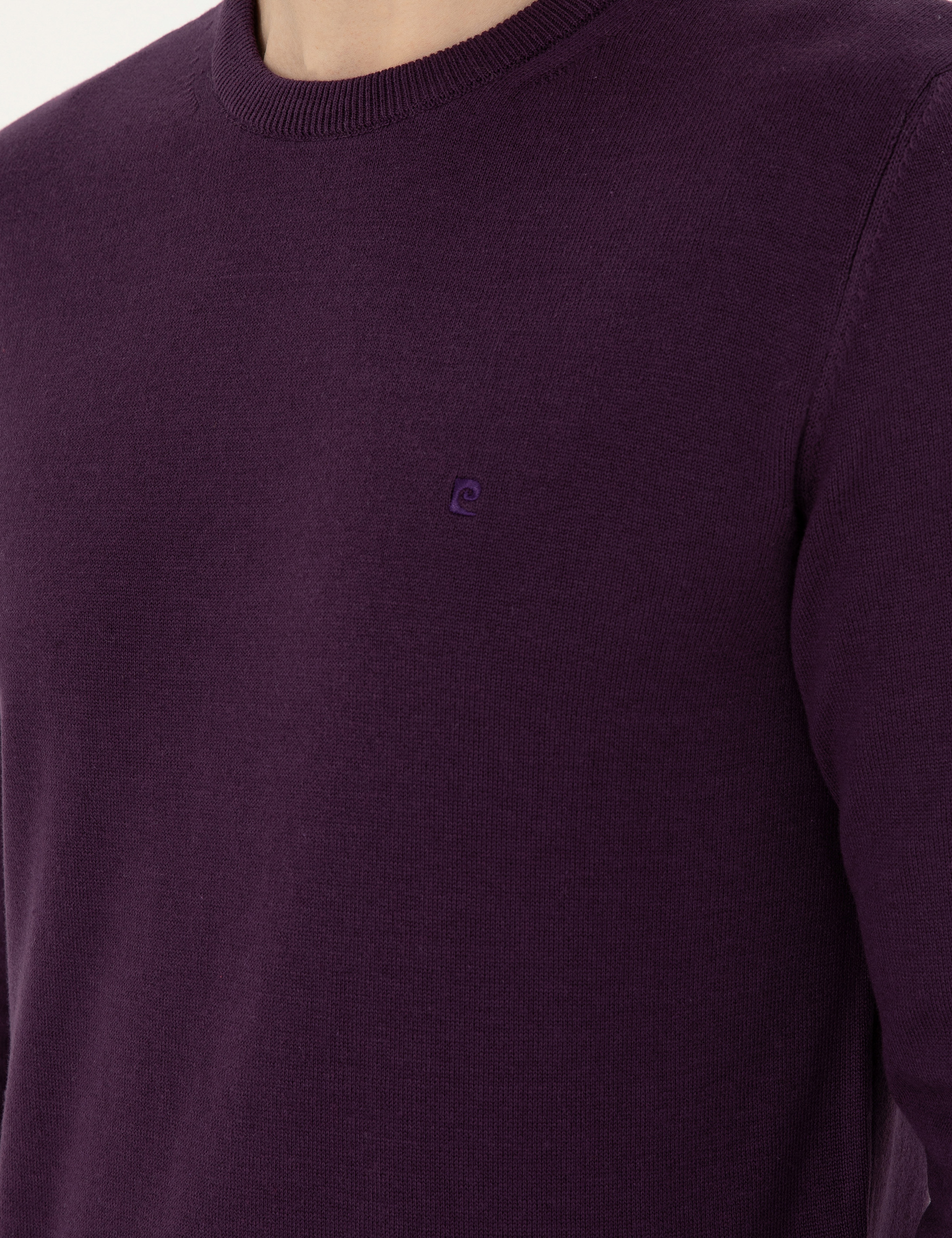 Mor Slim Fit Bisiklet Yaka Basic Triko Kazak - Image 7