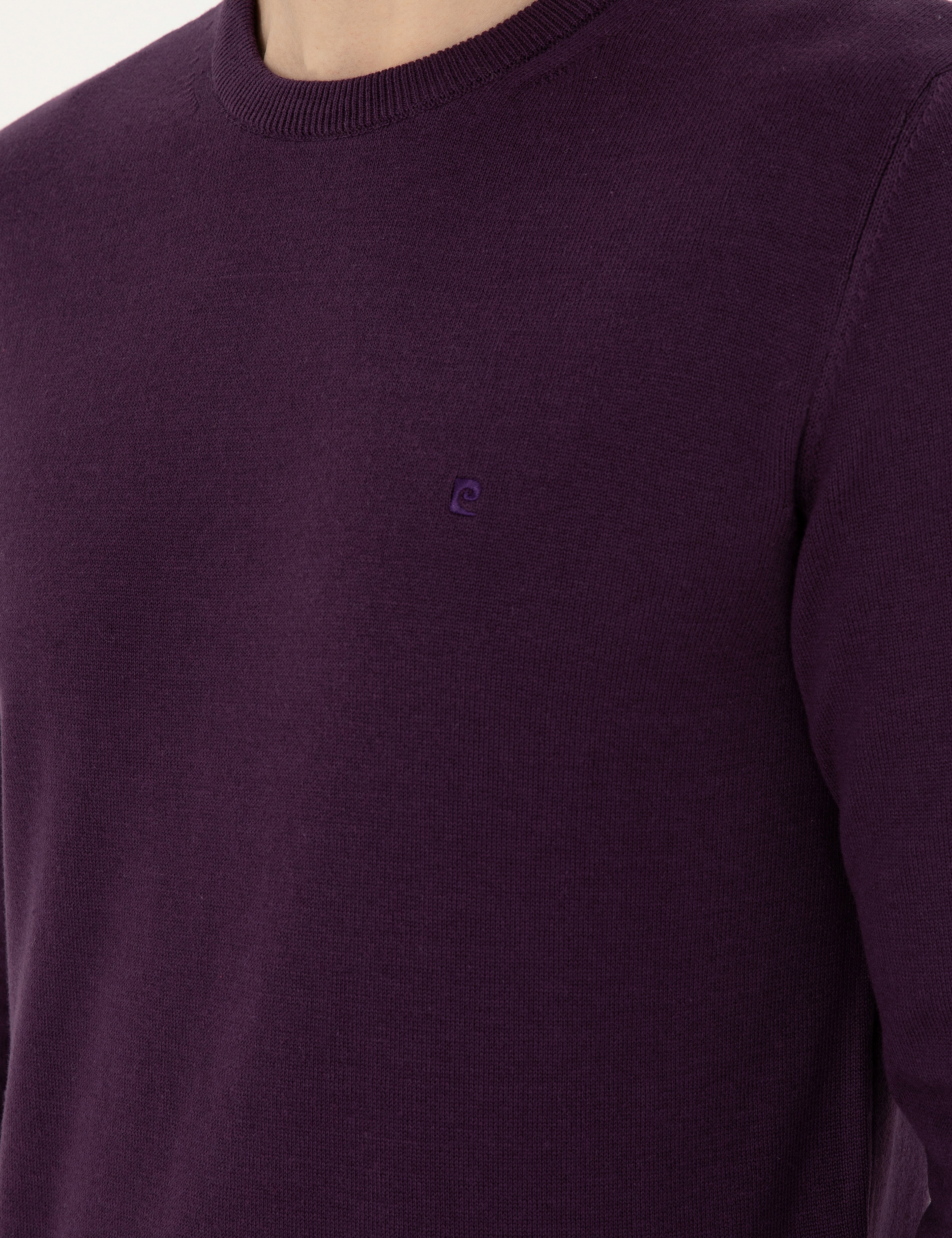 Mor Slim Fit Bisiklet Yaka Basic Triko Kazak