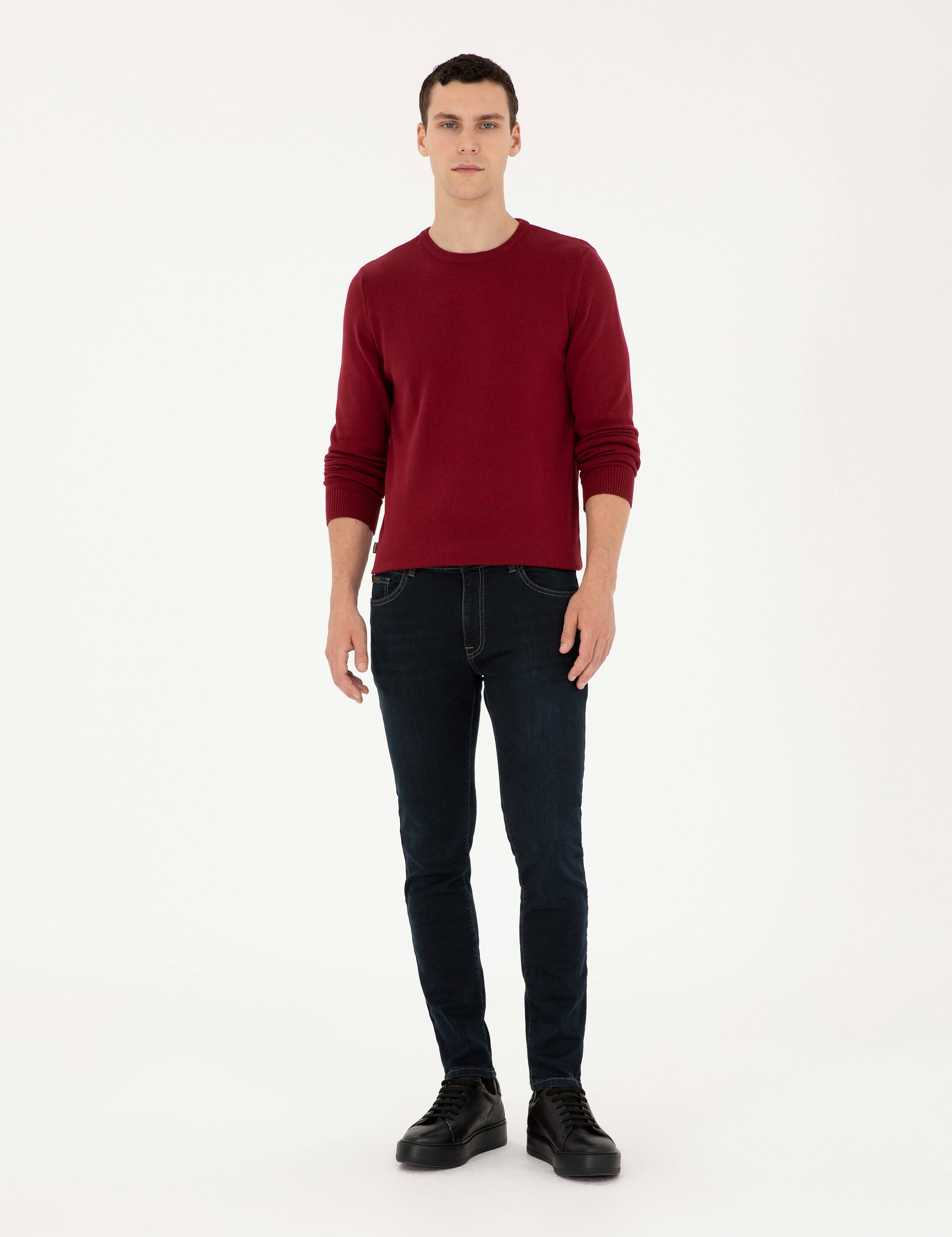 Vişne Slim Fit Bisiklet Yaka Basic Triko Kazak - Image 4