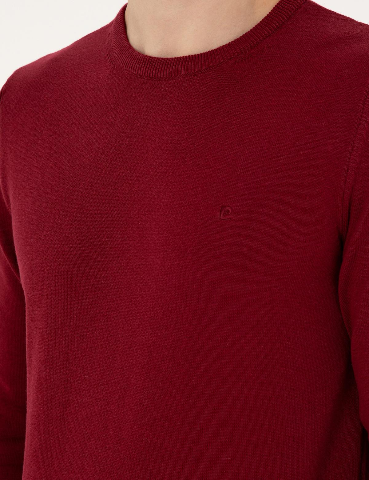 Vişne Slim Fit Bisiklet Yaka Basic Triko Kazak - 50296575141