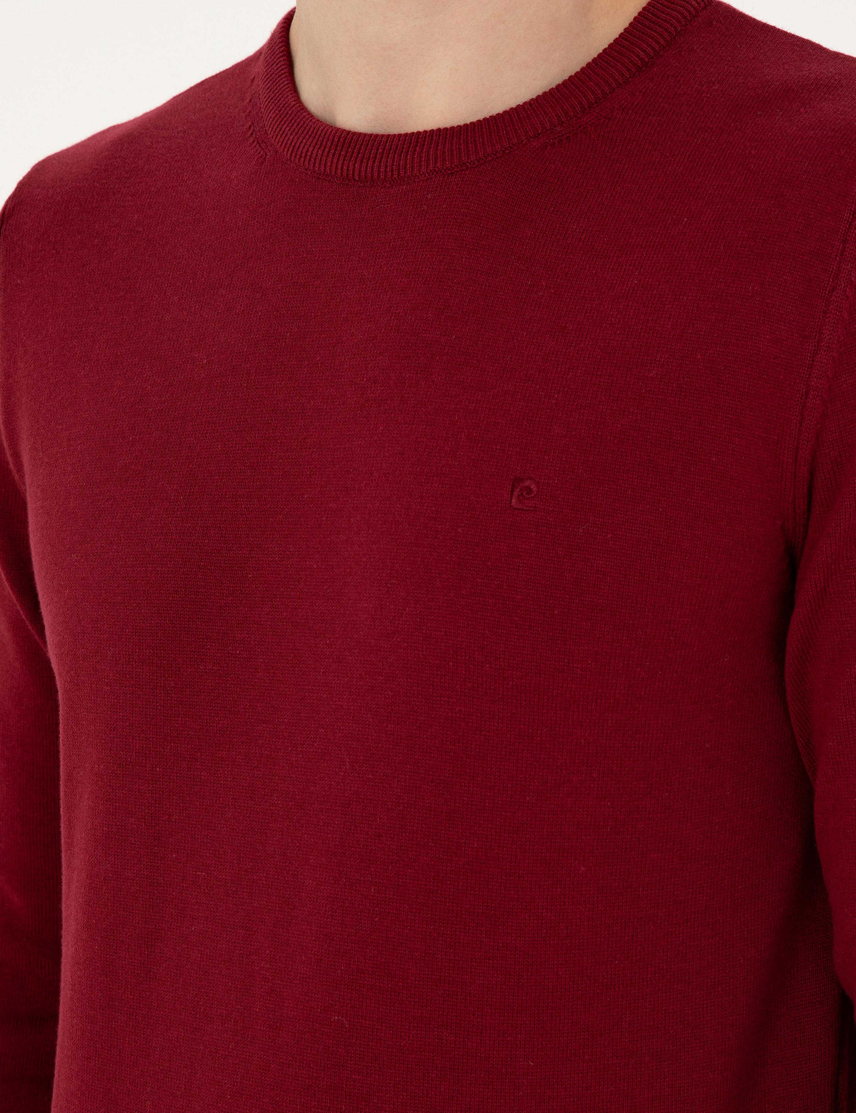 Vişne Slim Fit Bisiklet Yaka Basic Triko Kazak