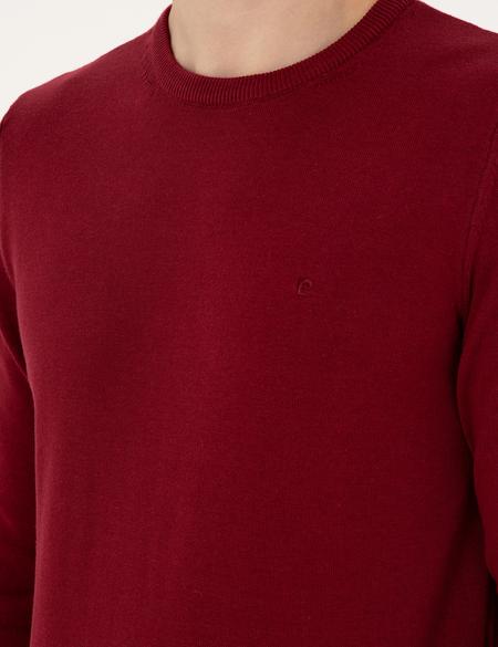 Vişne Slim Fit Bisiklet Yaka Basic Triko Kazak - 50296575141