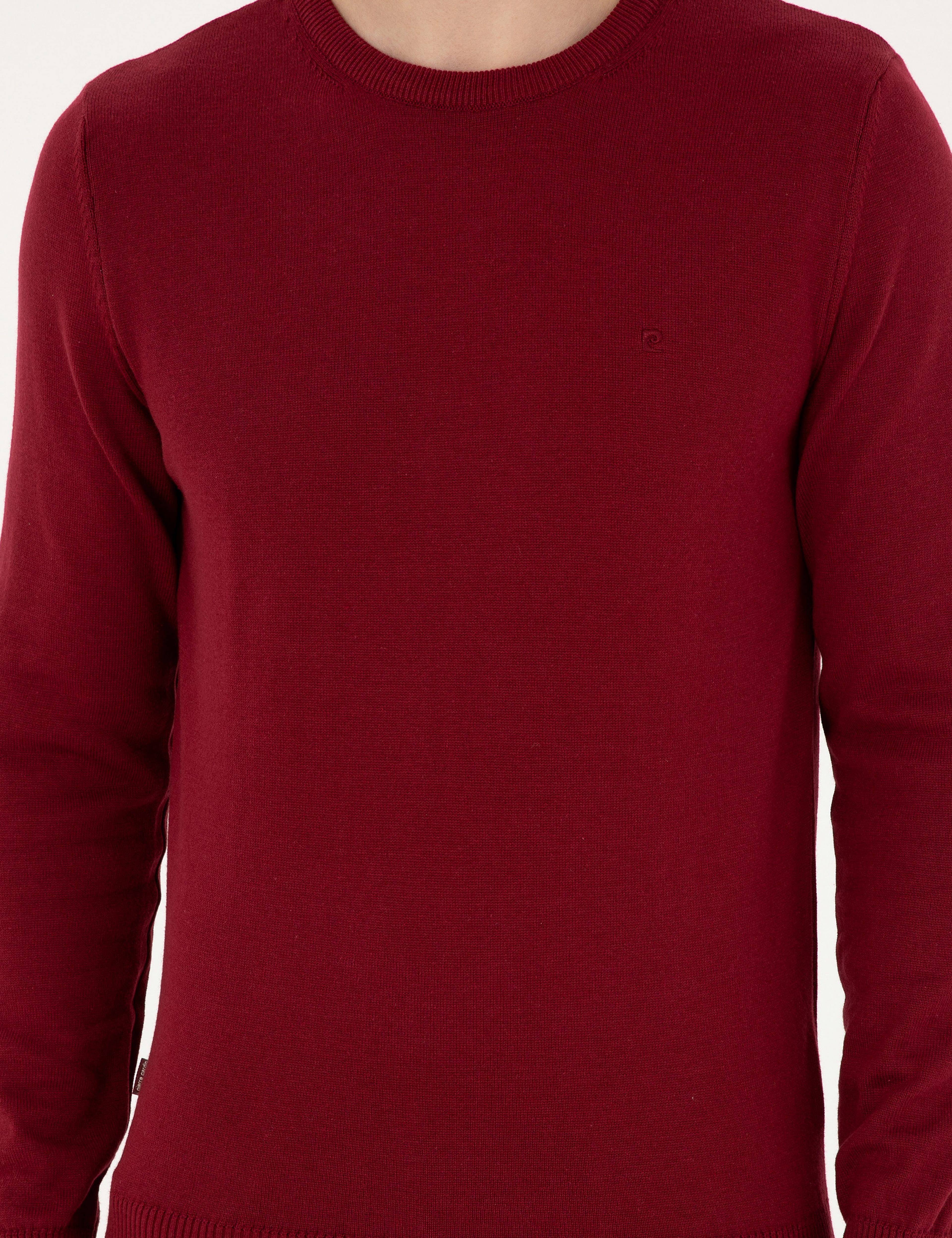 Vişne Slim Fit Bisiklet Yaka Basic Triko Kazak