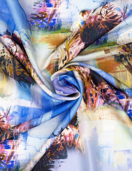 Mavi İpek Tivil Eşarp - 50302695002