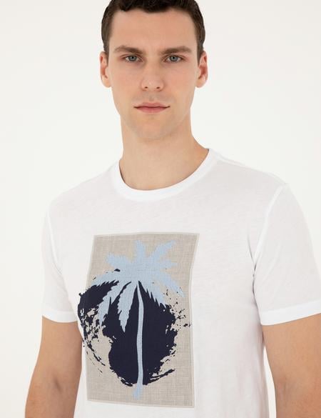 Beyaz Slim Fit Tişört - 50285385013