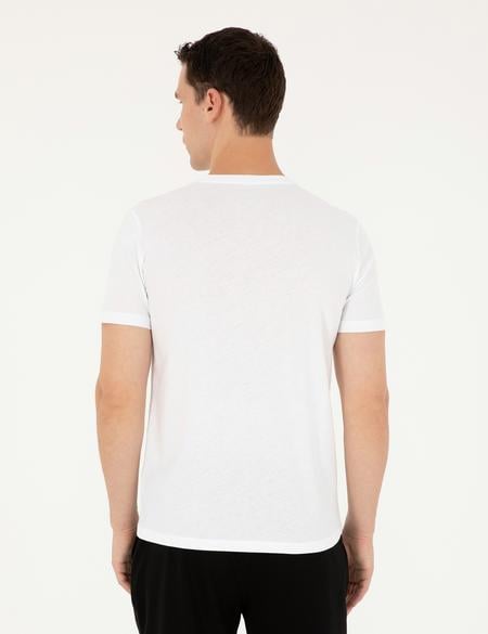 Beyaz Slim Fit Tişört - 50285385013