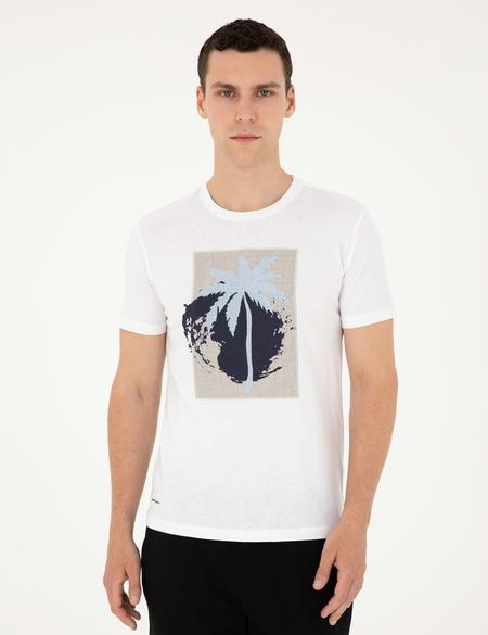 Beyaz Slim Fit Tişört - 50285385013