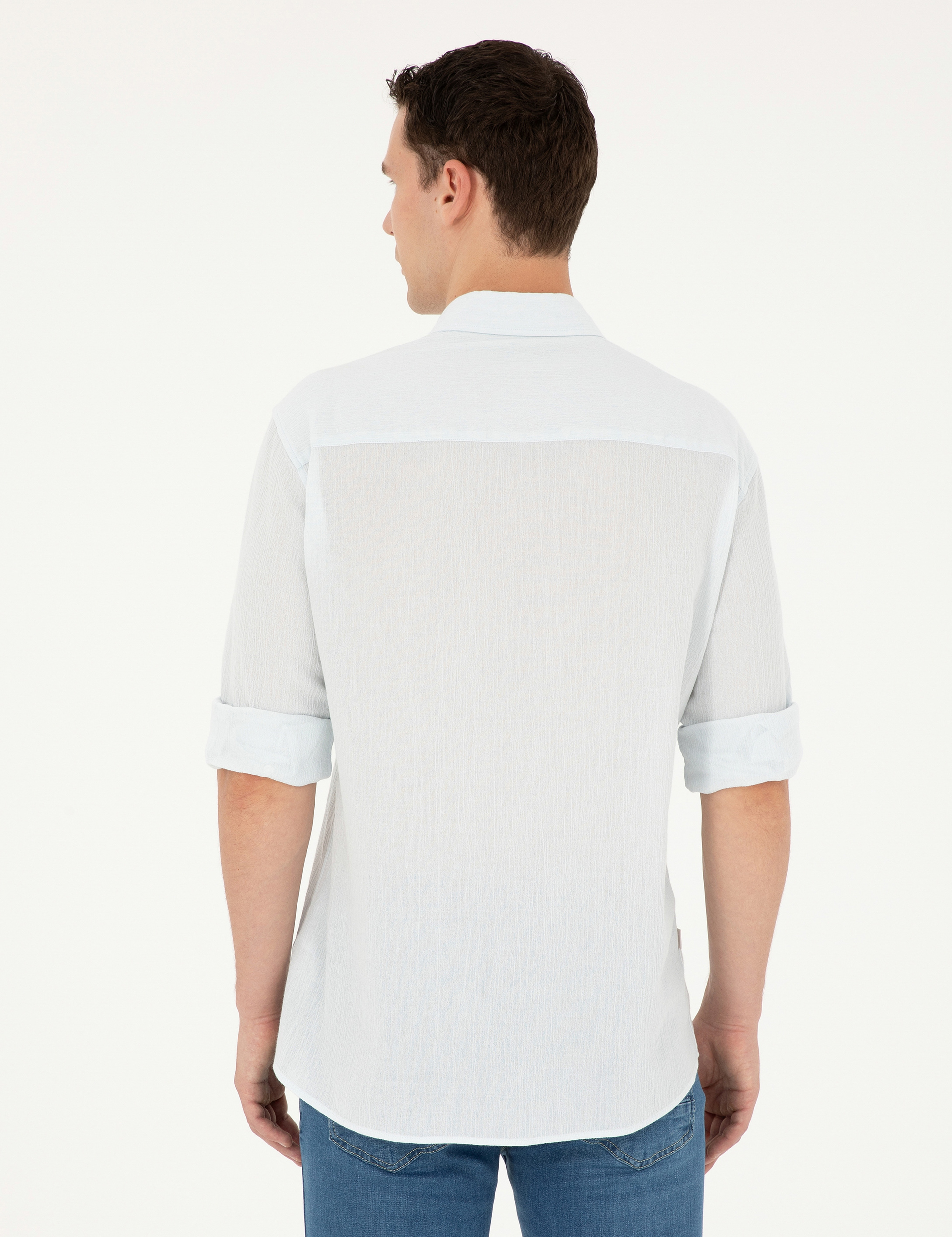 Açık Mavi Regular Fit Uzun Kollu Gömlek - Image 5