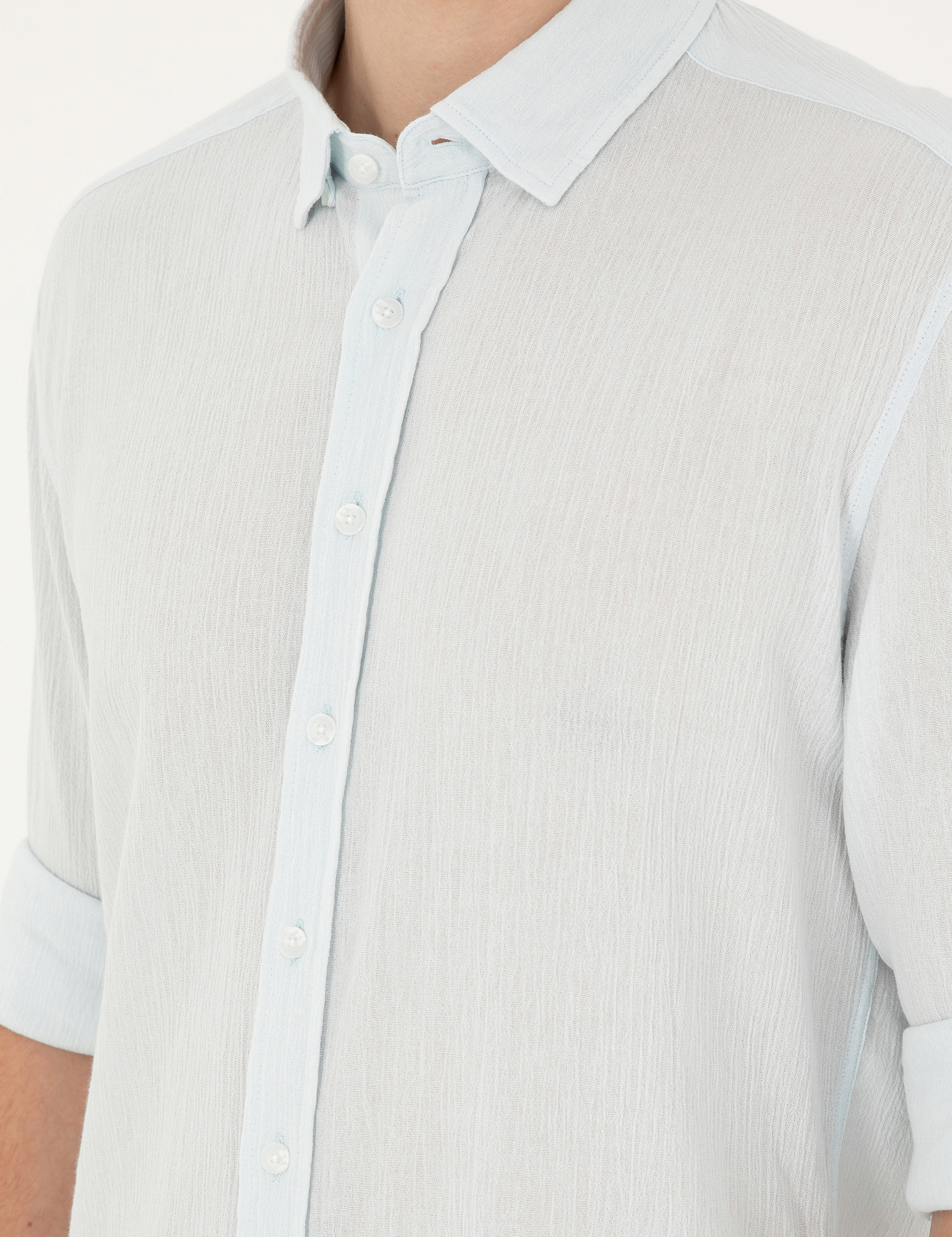 Açık Mavi Regular Fit Uzun Kollu Gömlek - Image 7