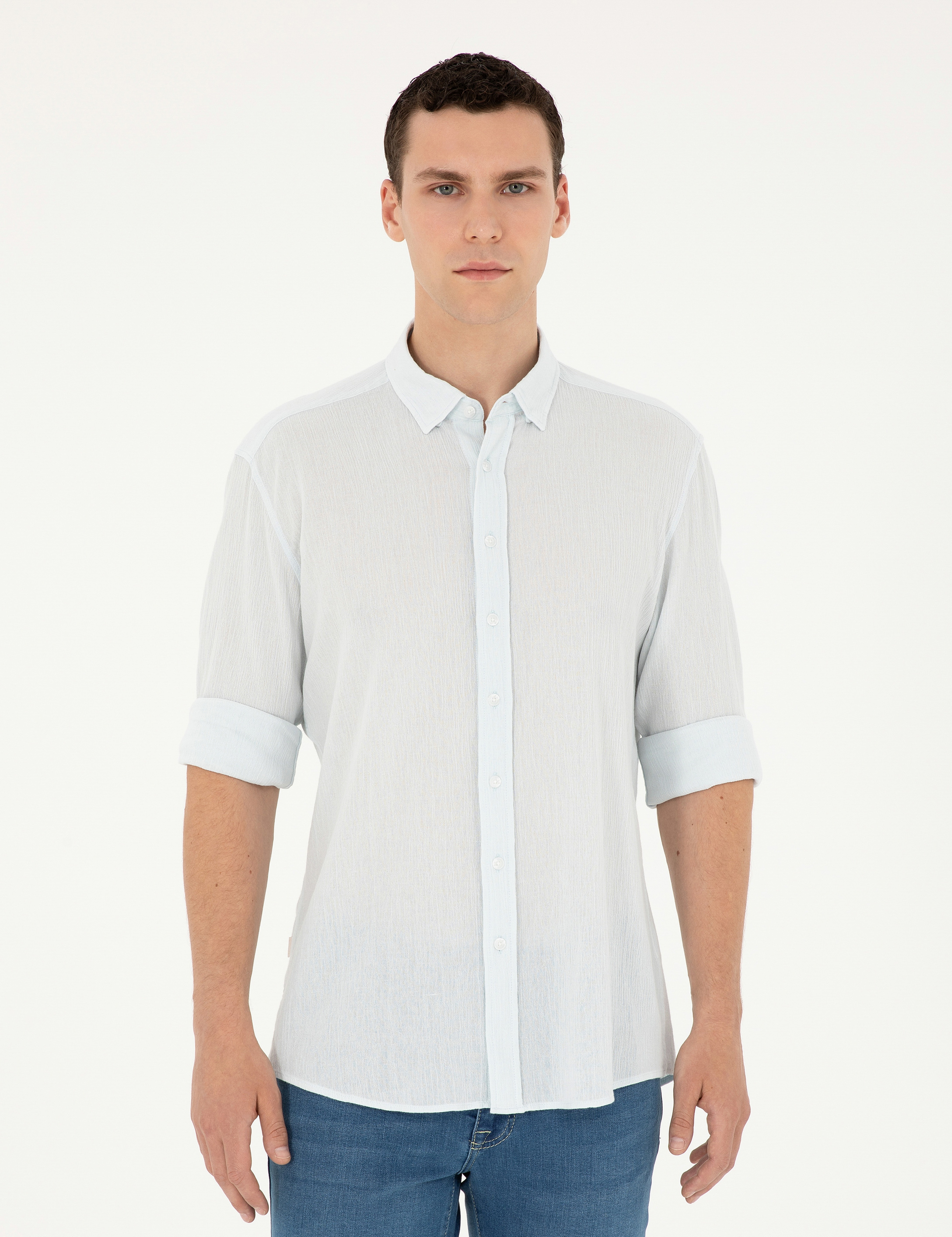 Açık Mavi Regular Fit Uzun Kollu Gömlek - Image 1