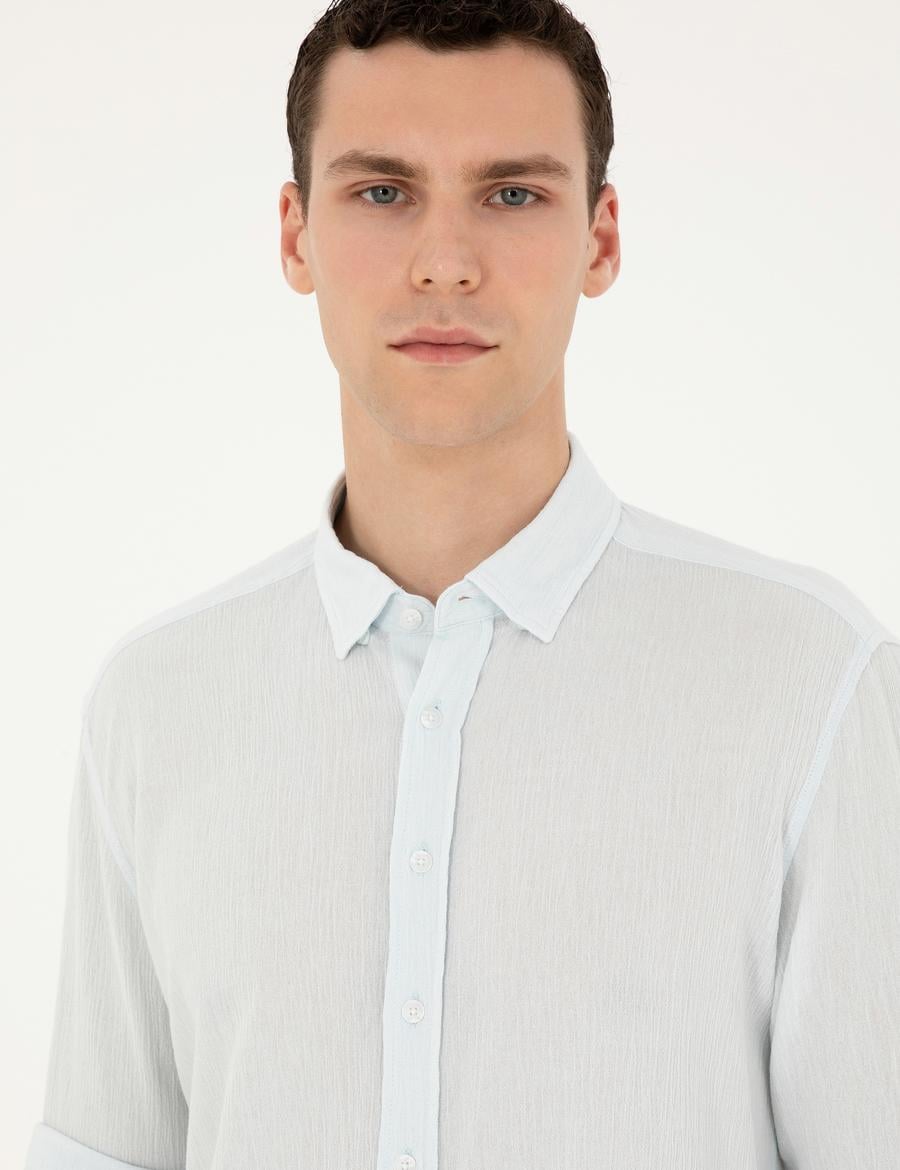 Açık Mavi Regular Fit Uzun Kollu Gömlek