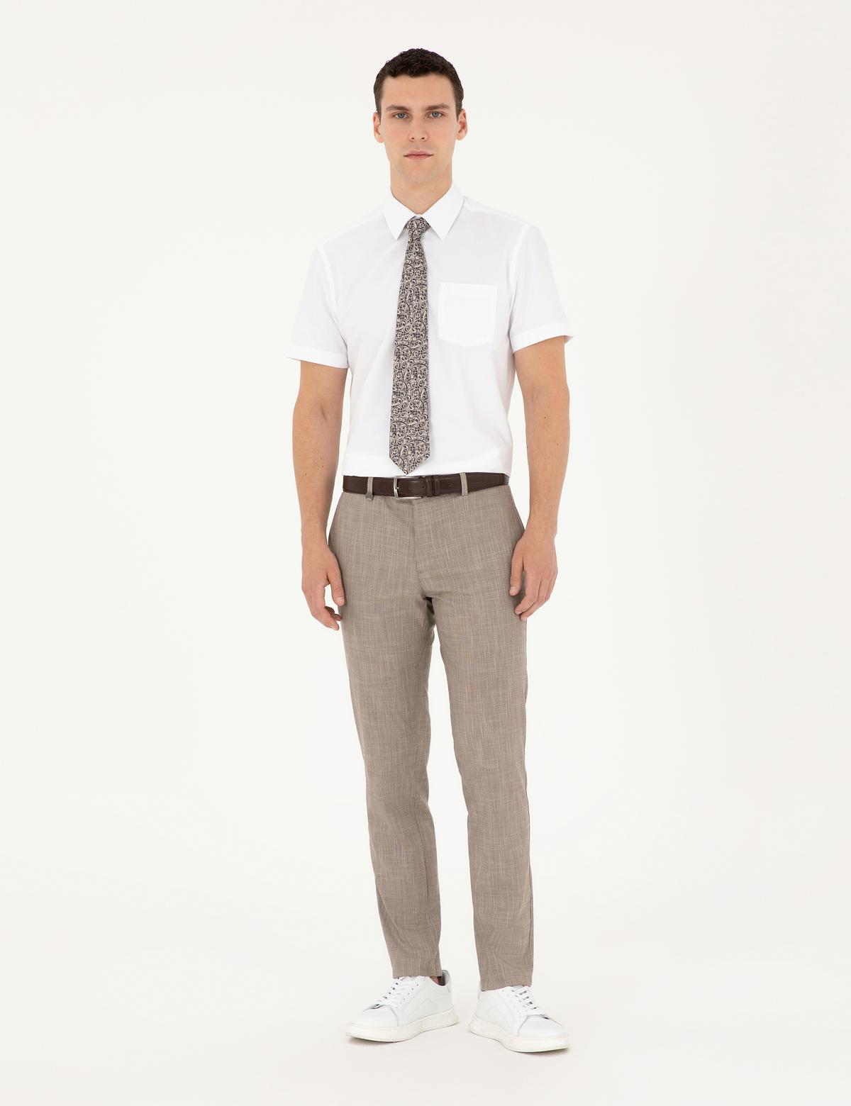 Beyaz Regular Fit Kısa Kollu Basic Gömlek - 50286243016