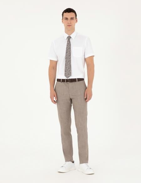 Beyaz Regular Fit Kısa Kollu Basic Gömlek - 50286243016