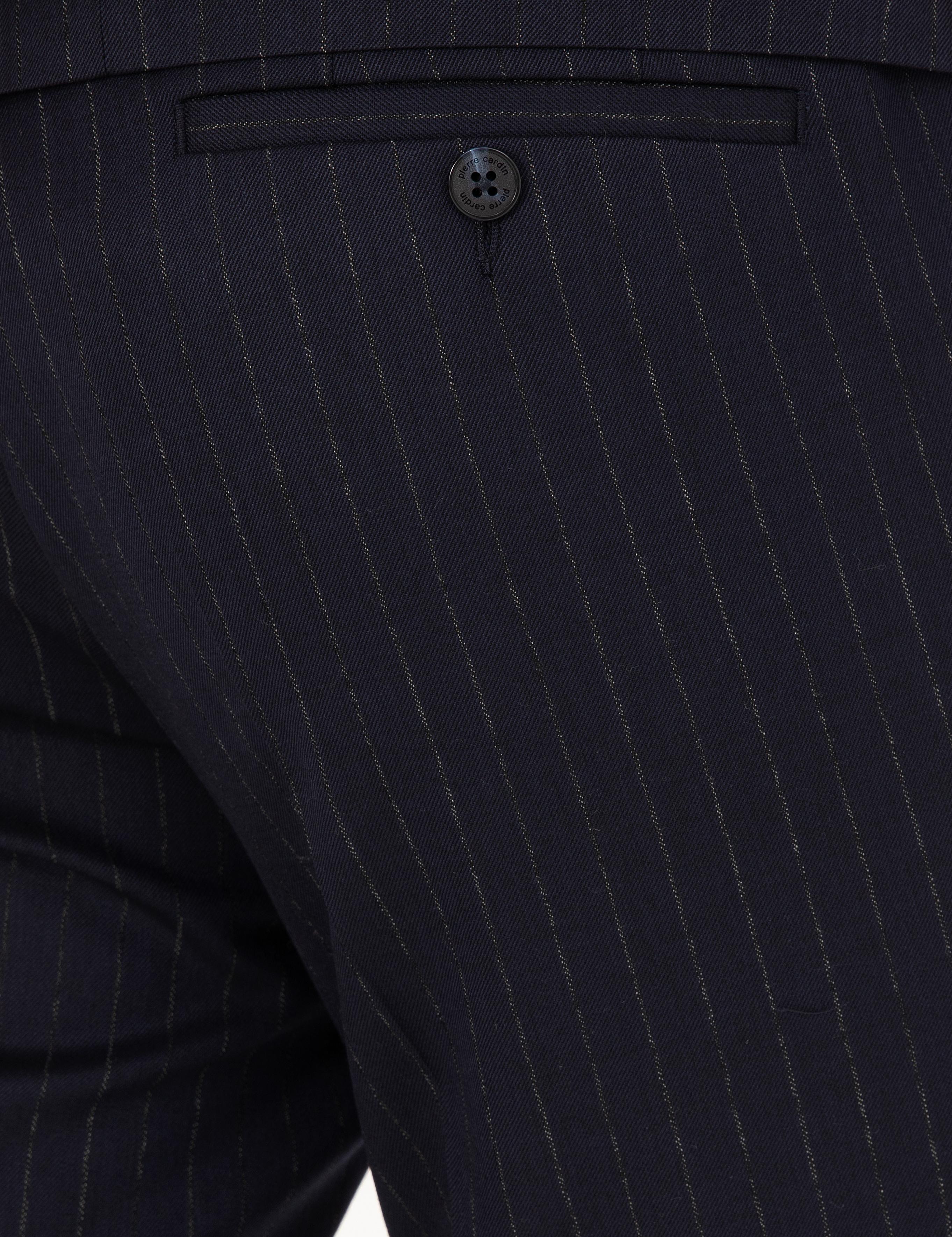 Lacivert Slim Fit Çizgili Takım Elbise