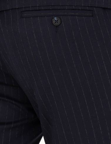 Lacivert Slim Fit Çizgili Takım Elbise