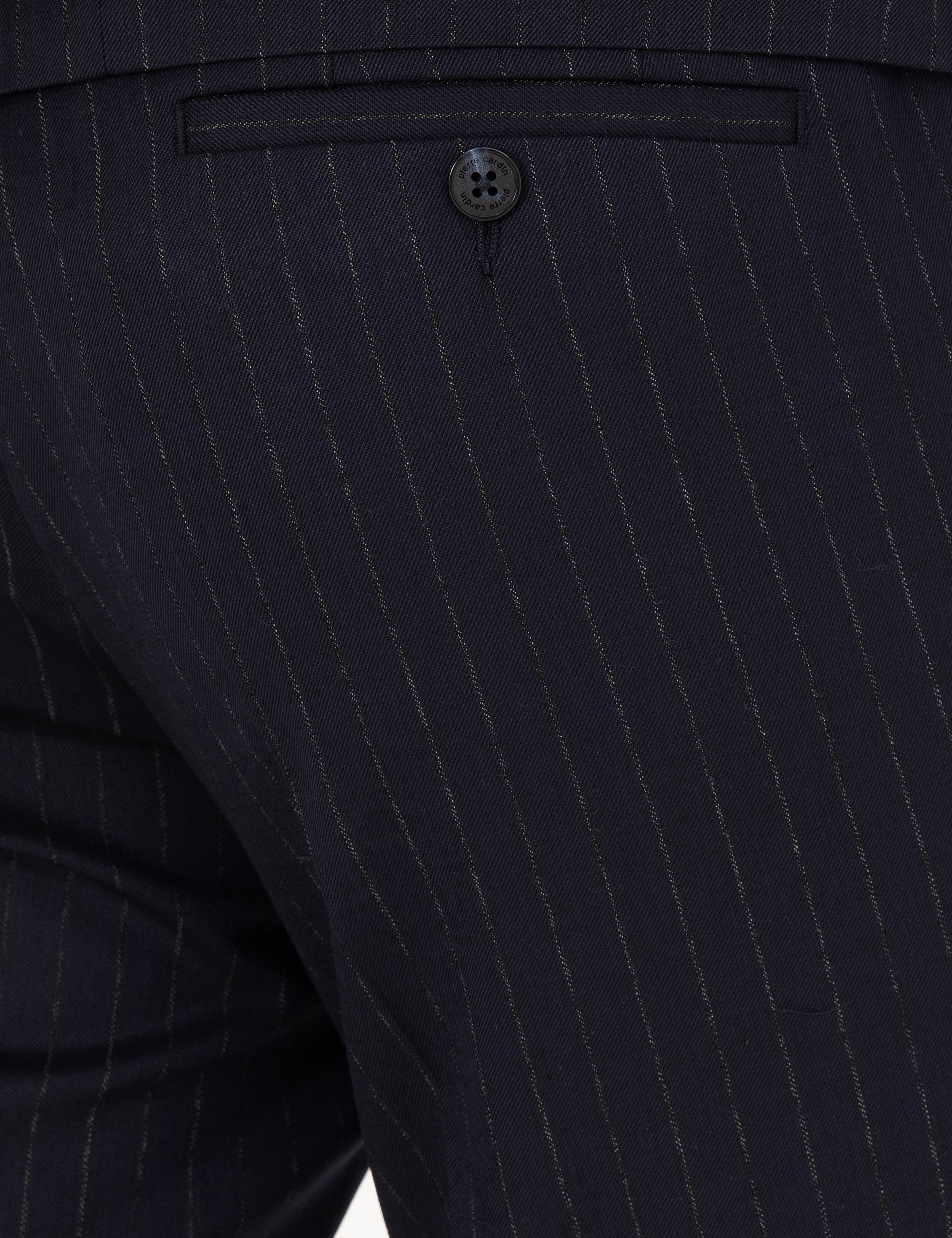 Lacivert Slim Fit Çizgili Takım Elbise