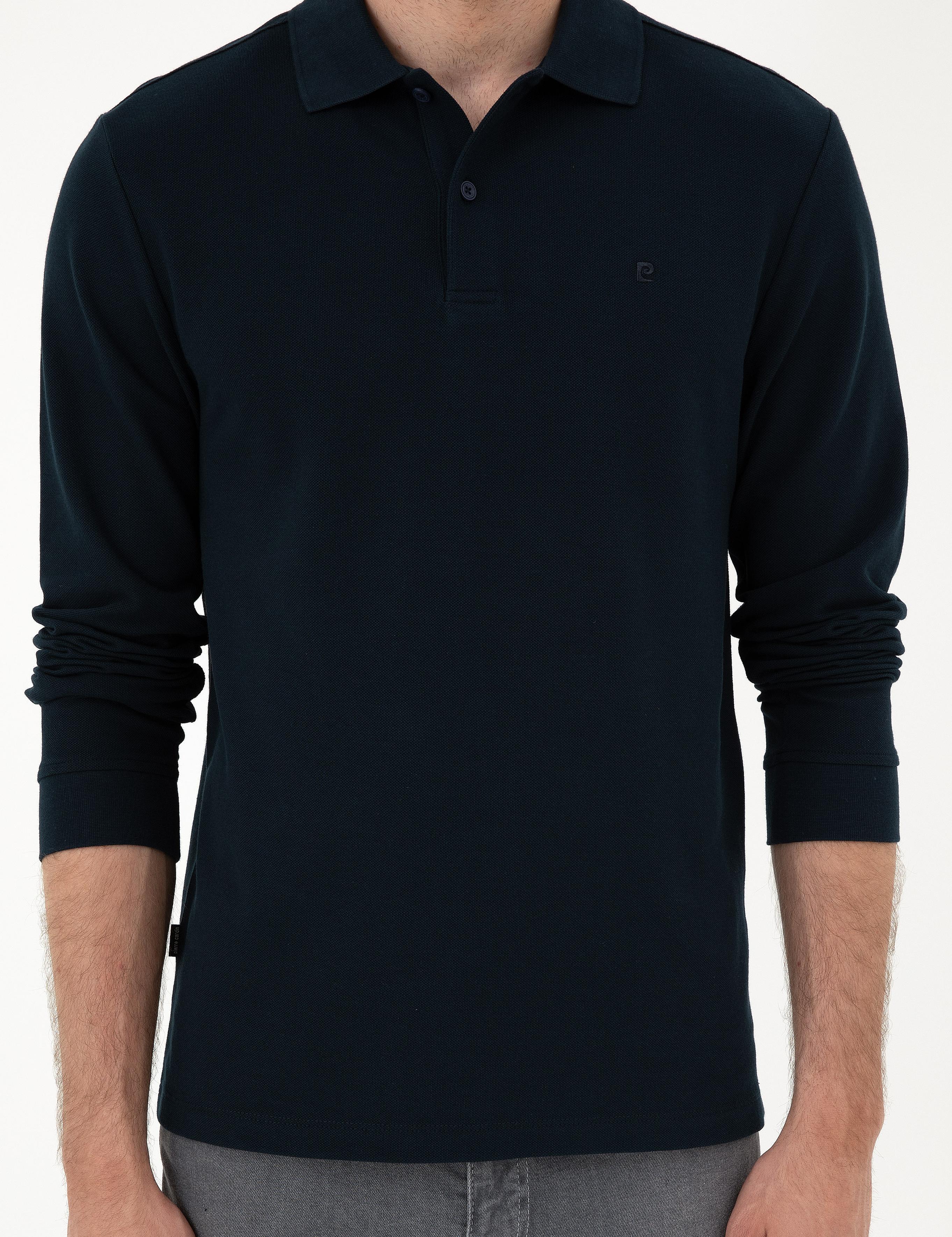 Lacivert Slim Fit Basic Sweatshirt