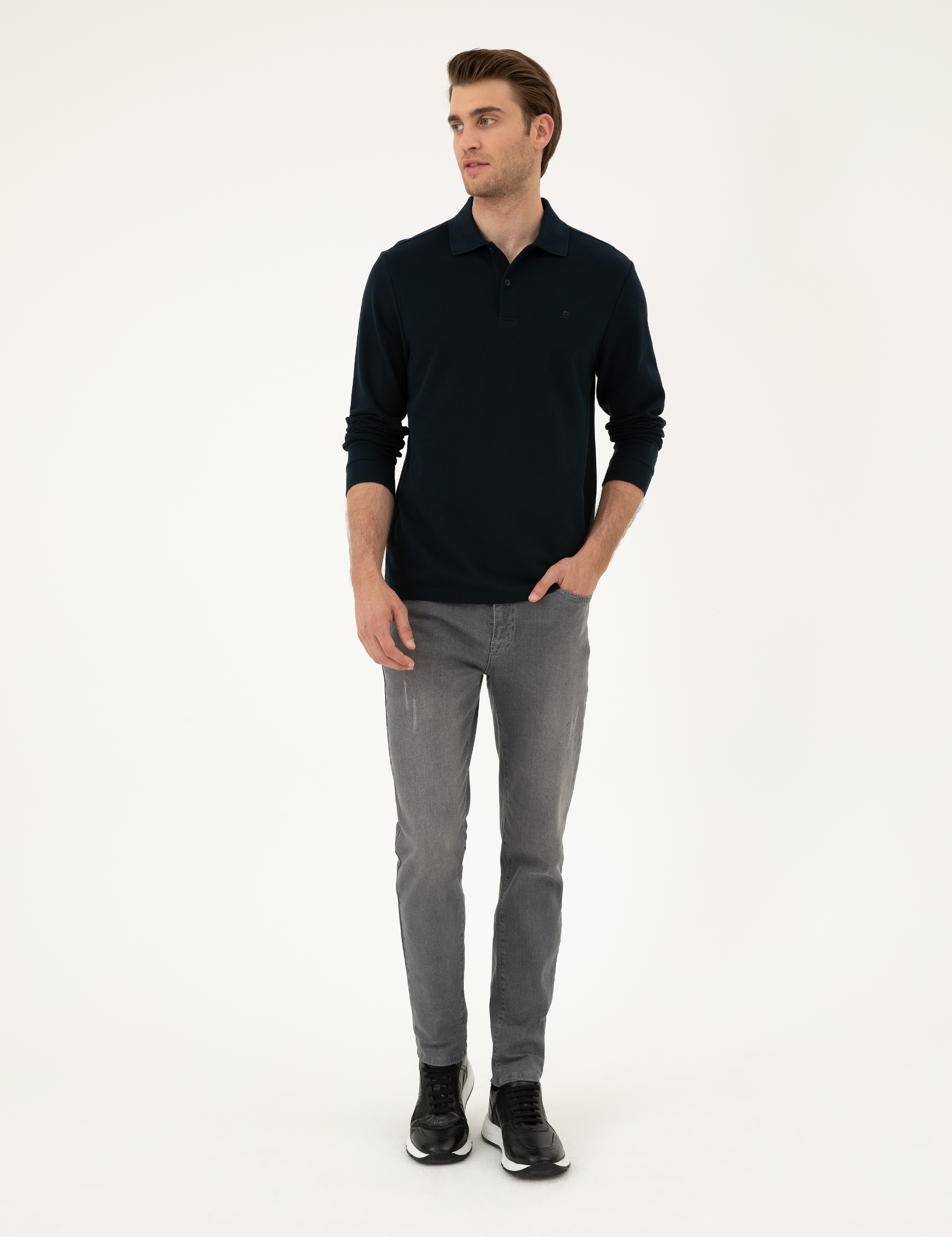 Lacivert Slim Fit Basic Sweatshirt - Image 4