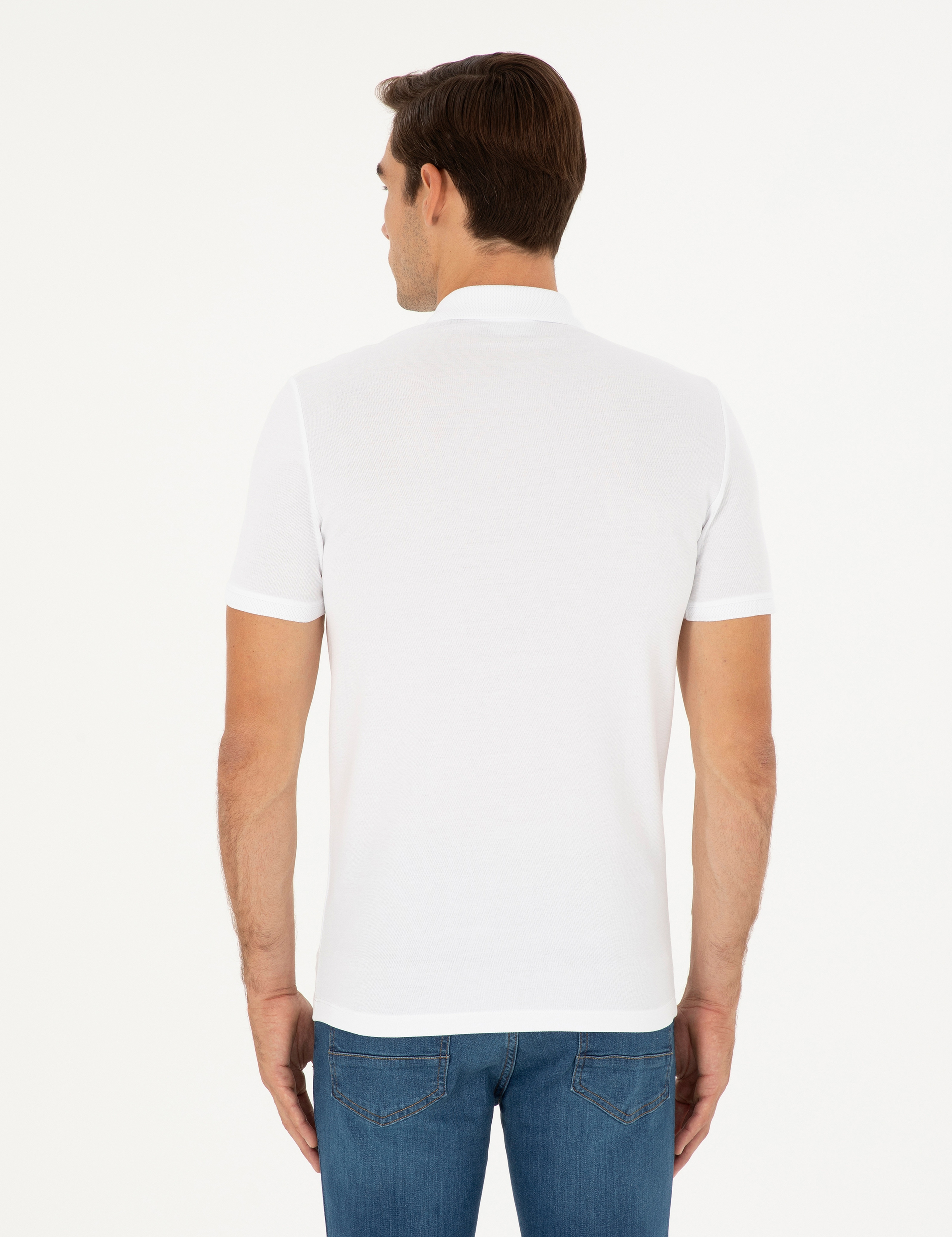 Beyaz Slim Fit Tişört - Image 5