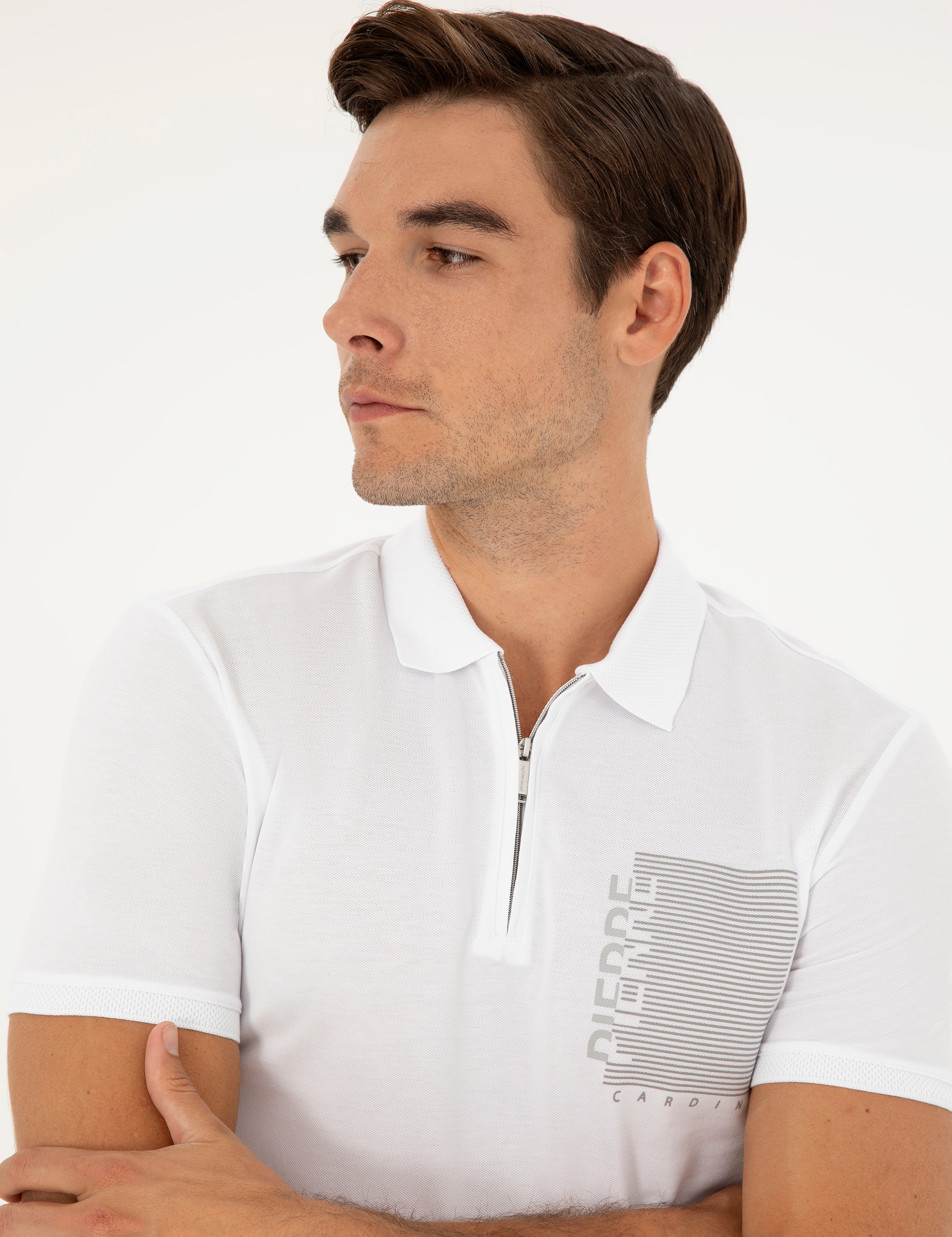 Beyaz Slim Fit Tişört - Image 2