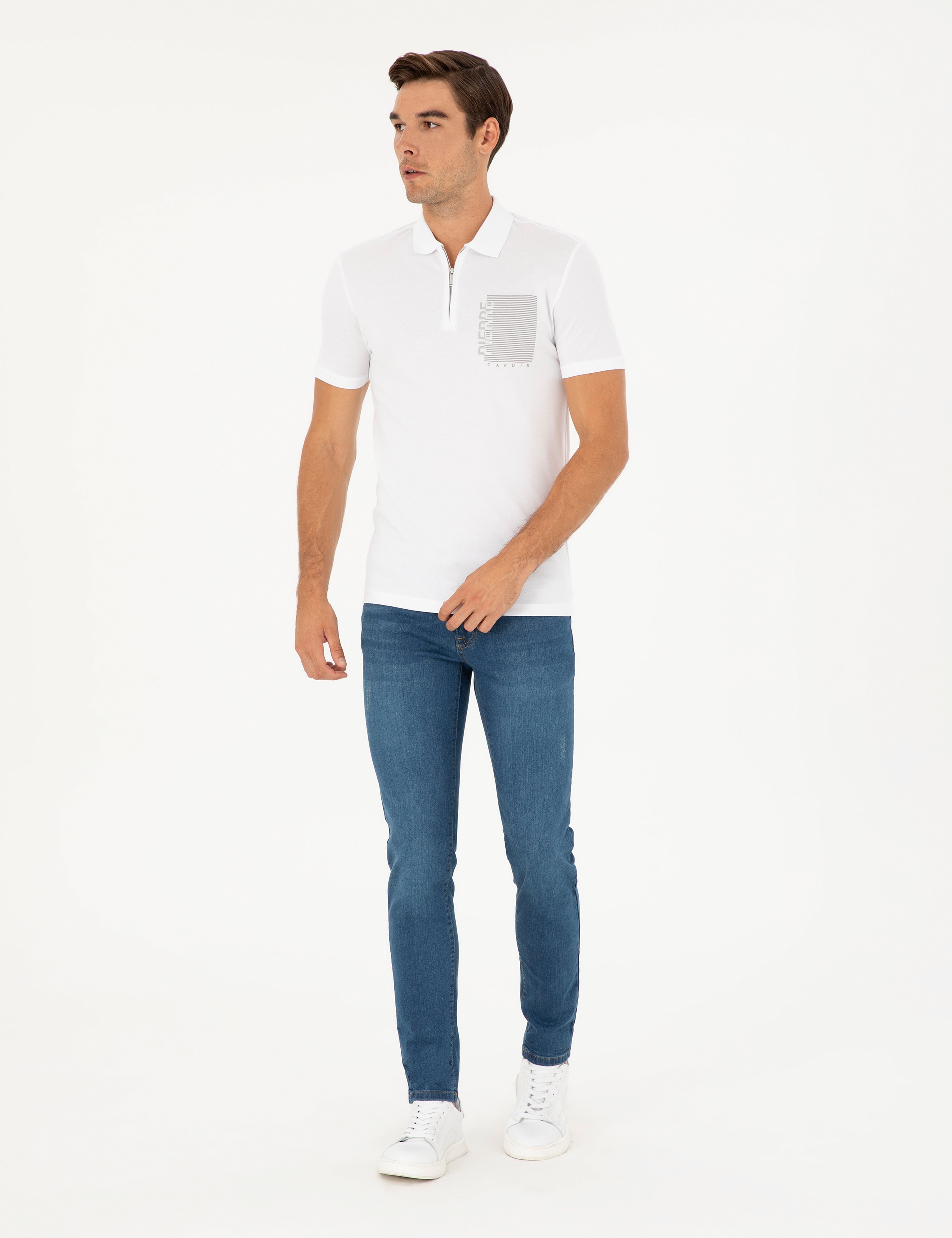 Beyaz Slim Fit Tişört - Image 4