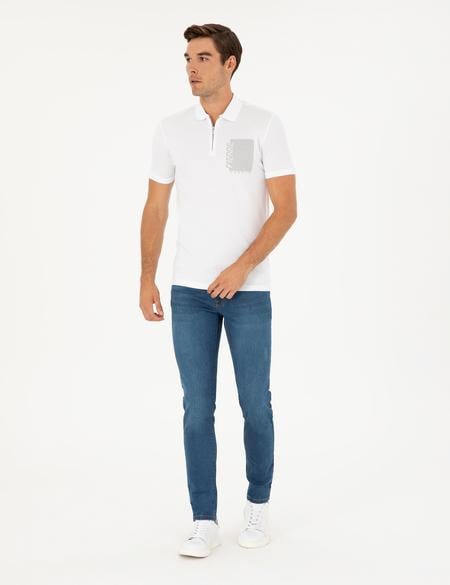 Beyaz Slim Fit Tişört - 50296591005