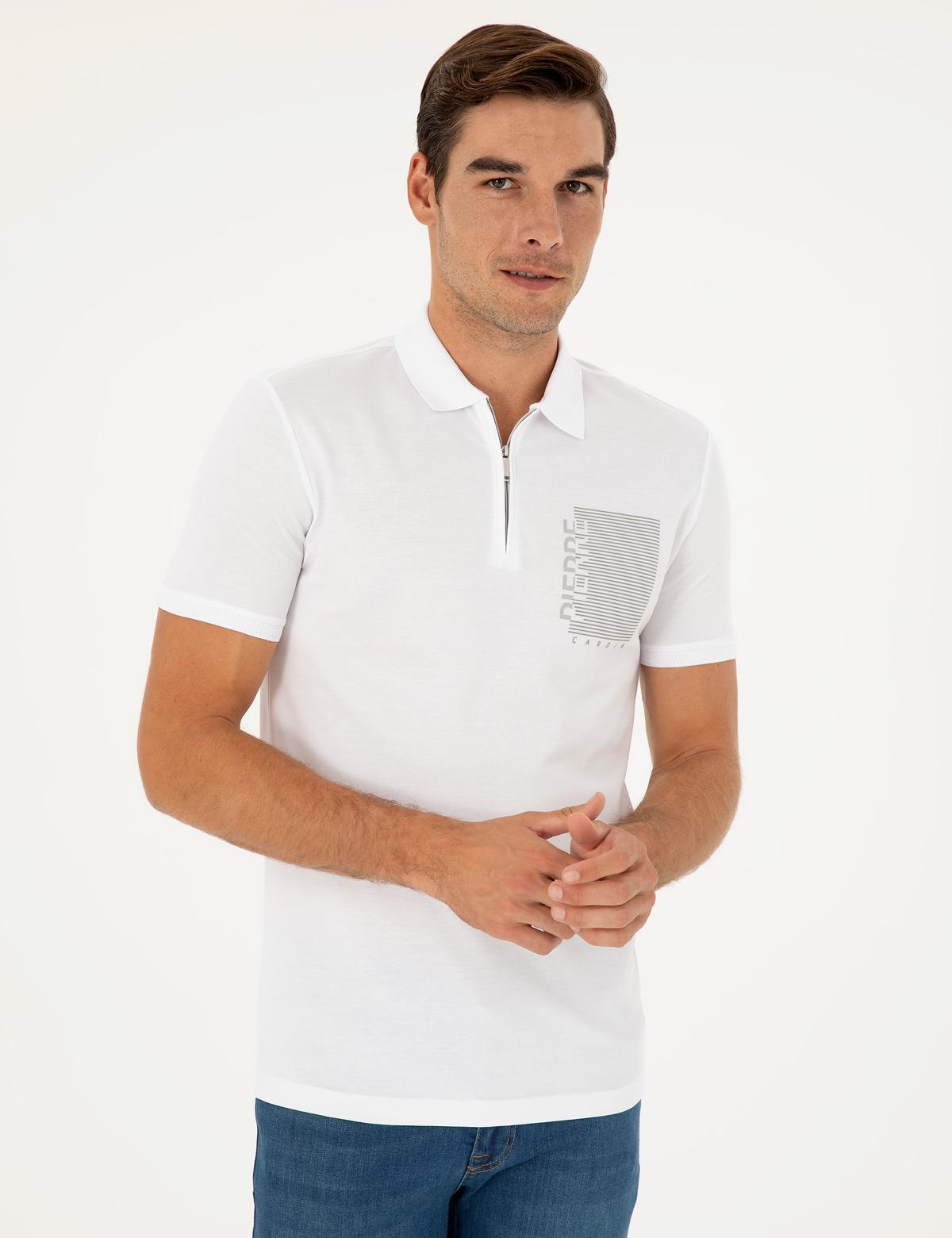 Beyaz Slim Fit Tişört - 50296591005