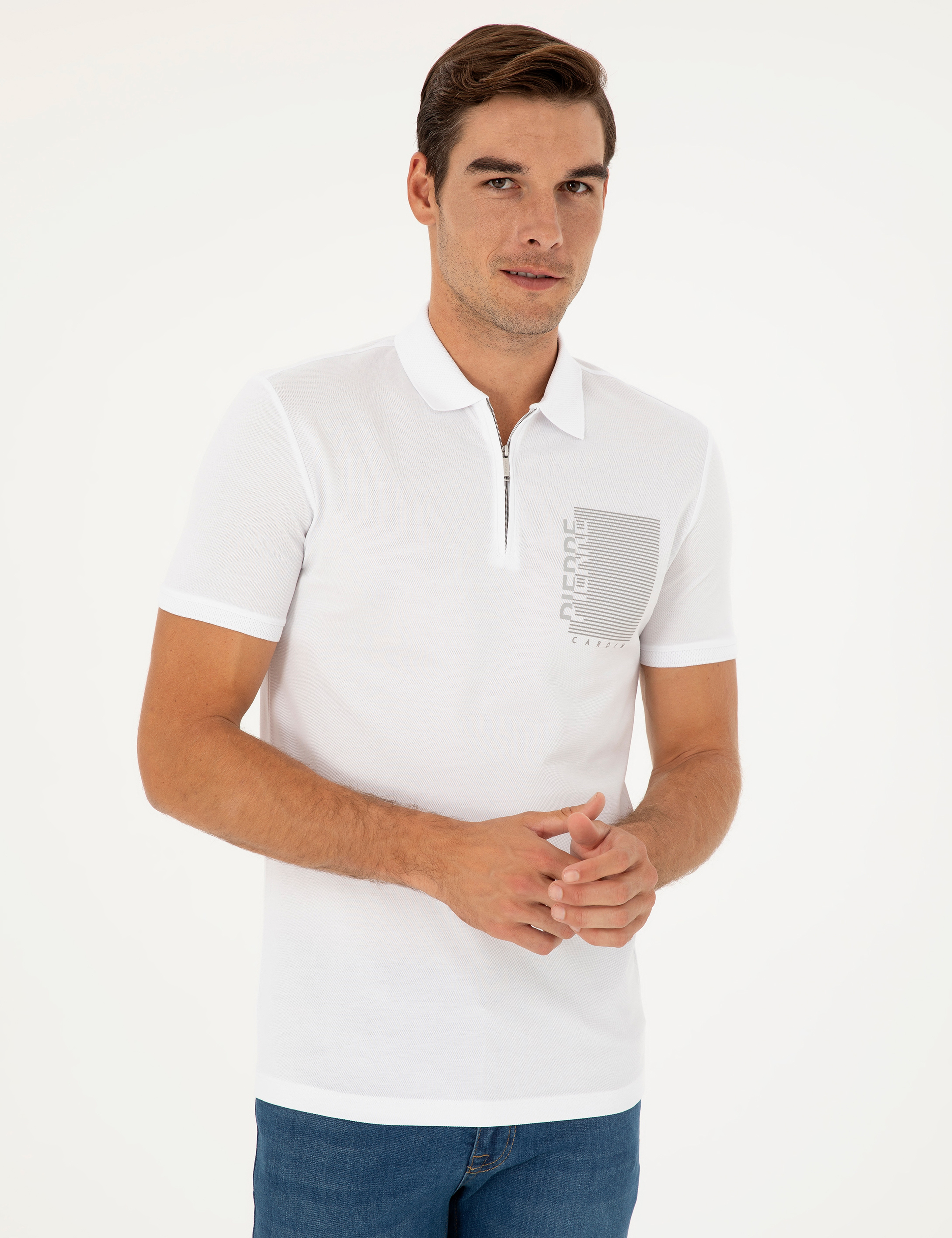 Beyaz Slim Fit Tişört - Image 3