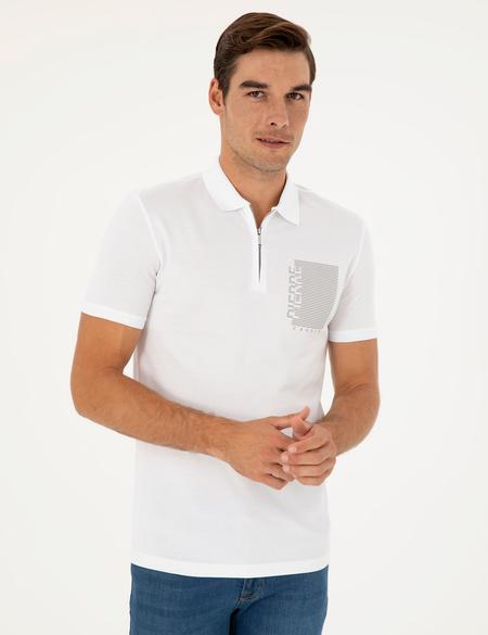 Beyaz Slim Fit Tişört - 50296591005