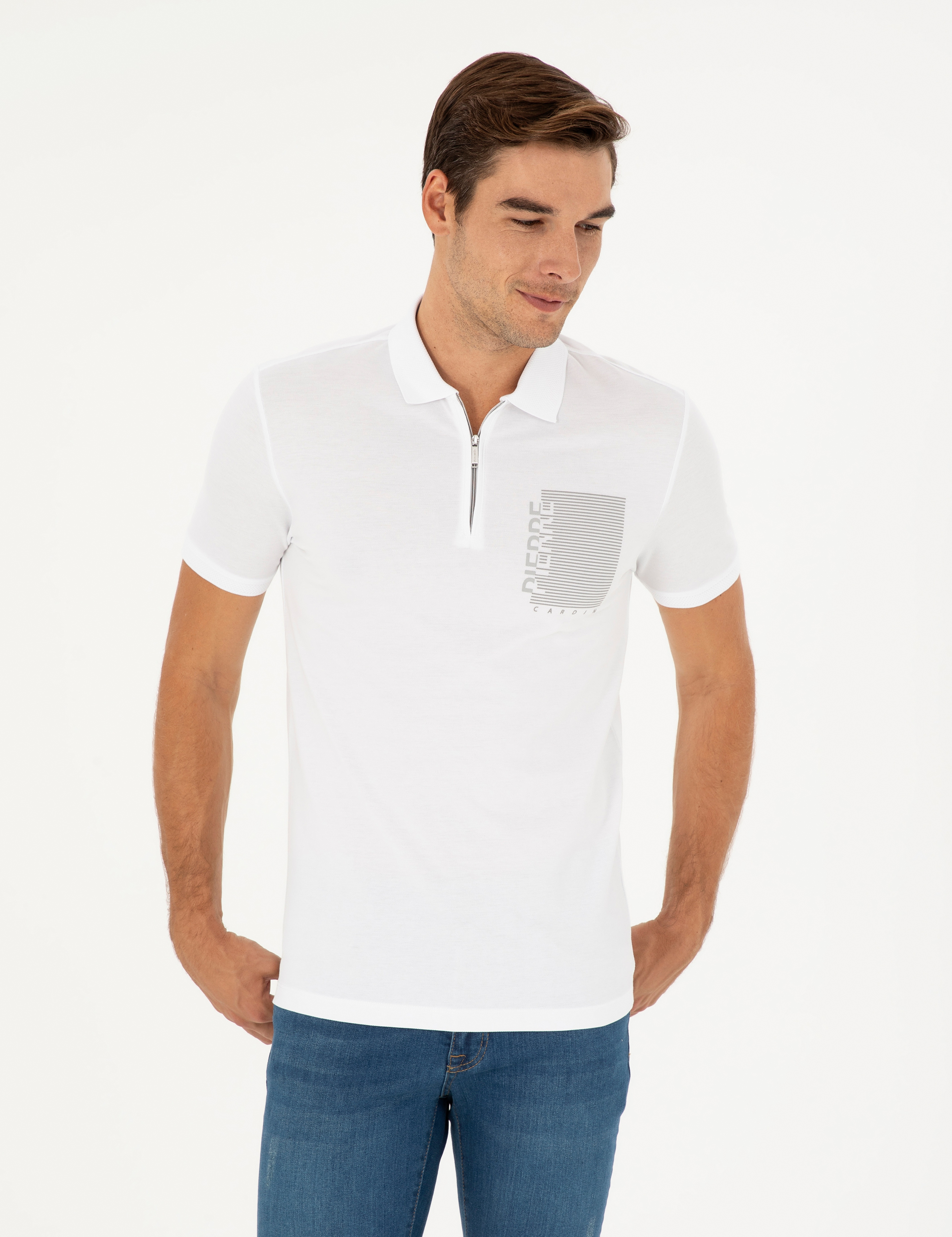 Beyaz Slim Fit Tişört - Image 1
