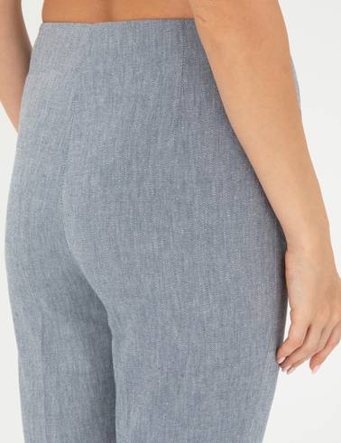 İndigo Keten Karışımlı Kumaş Pantolon