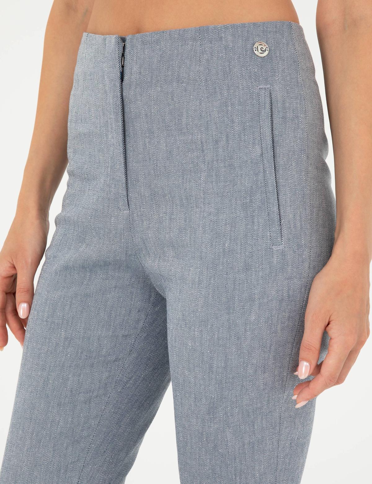 İndigo Keten Karışımlı Kumaş Pantolon - 50282103035