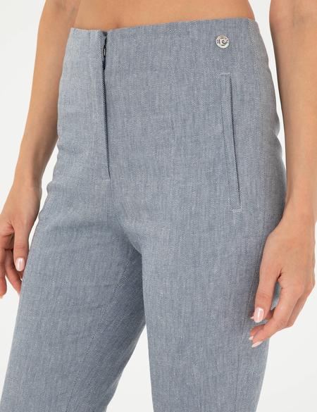 İndigo Keten Karışımlı Kumaş Pantolon - 50282103035