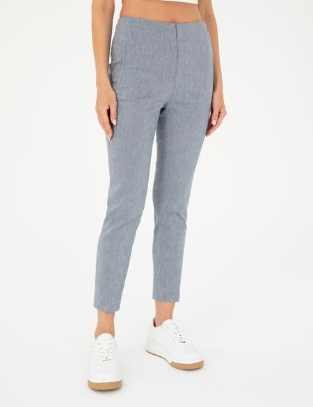 İndigo Keten Karışımlı Kumaş Pantolon - 50282103035