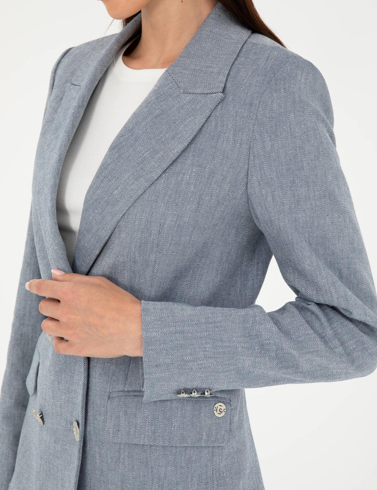 İndigo Slim Fit Keten Karışımlı Ceket - 50282104033