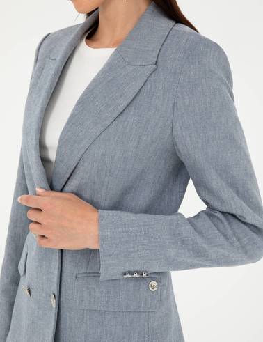 İndigo Slim Fit Keten Karışımlı Ceket