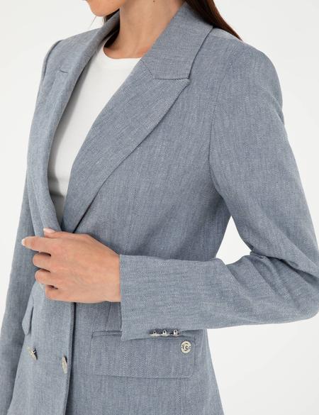 İndigo Slim Fit Keten Karışımlı Ceket - 50282104033