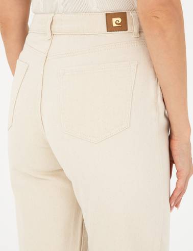 Bej Mom Fit Jean Pantolon