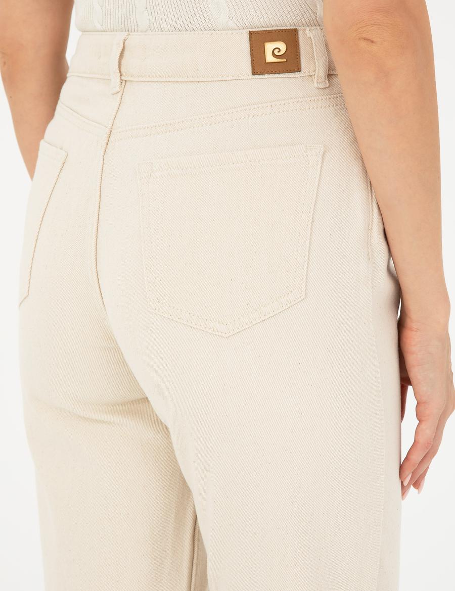 Bej Mom Fit Jean Pantolon