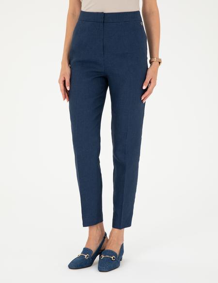 Lacivert Carrot Fit Keten Pantolon - 50282075023