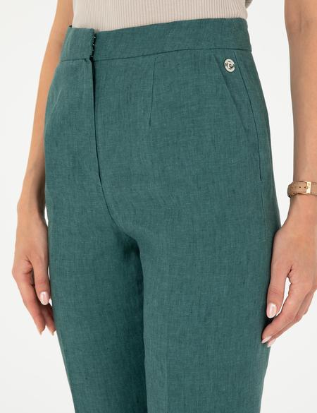 Yeşil Carrot Fit Keten Pantolon - 50282075032
