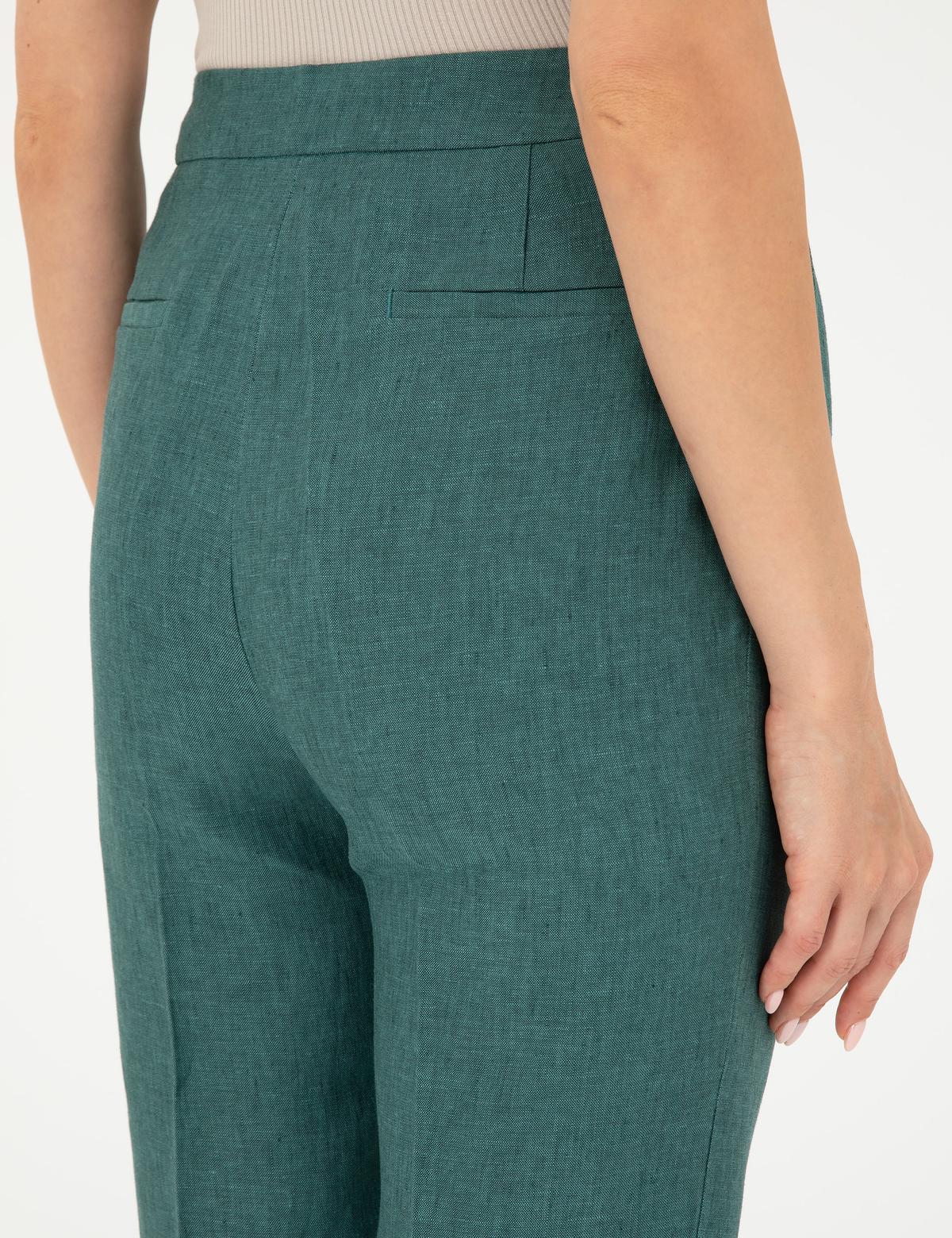 Yeşil Carrot Fit Keten Pantolon - 50282075032