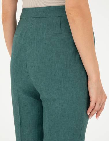 Yeşil Carrot Fit Keten Pantolon
