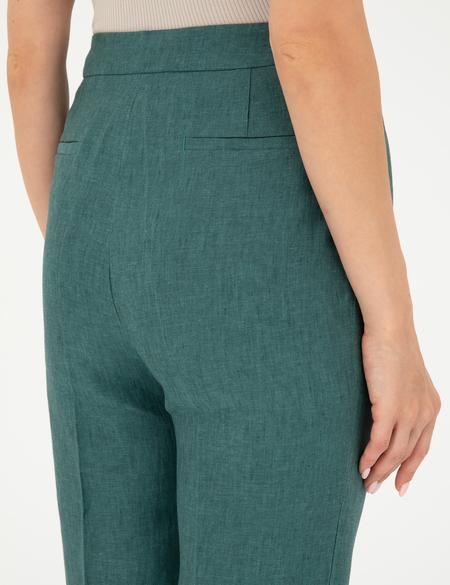 Yeşil Carrot Fit Keten Pantolon - 50282075032