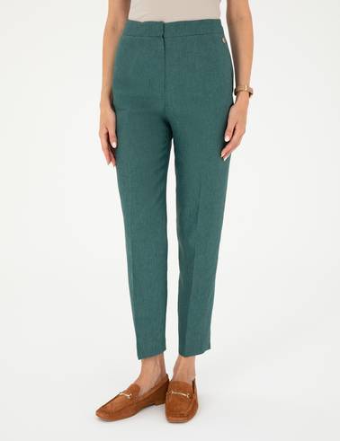 Yeşil Carrot Fit Keten Pantolon