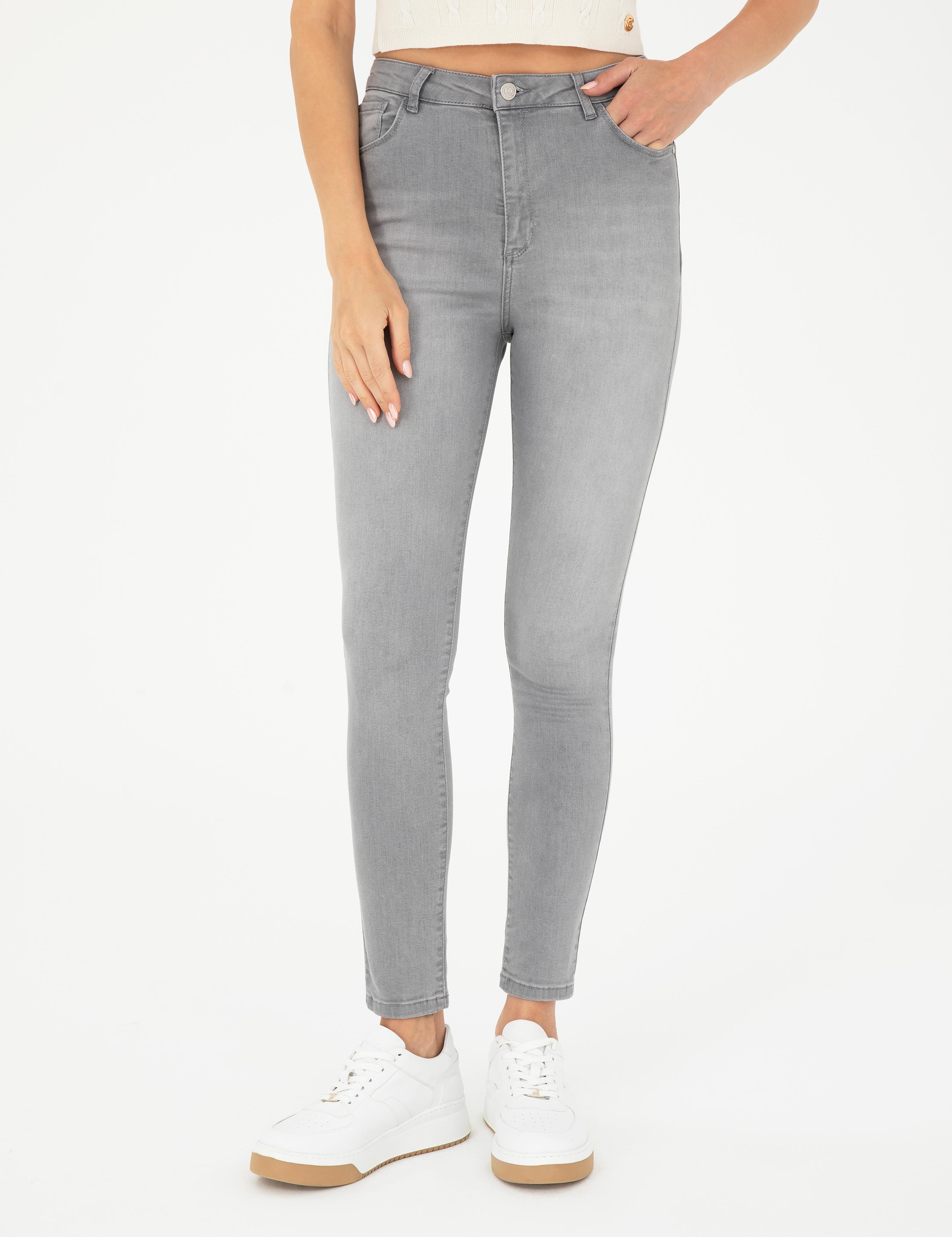 Açık Gri Skinny Fit Jean Pantolon