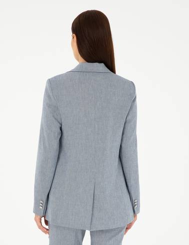İndigo Slim Fit Keten Karışımlı Ceket